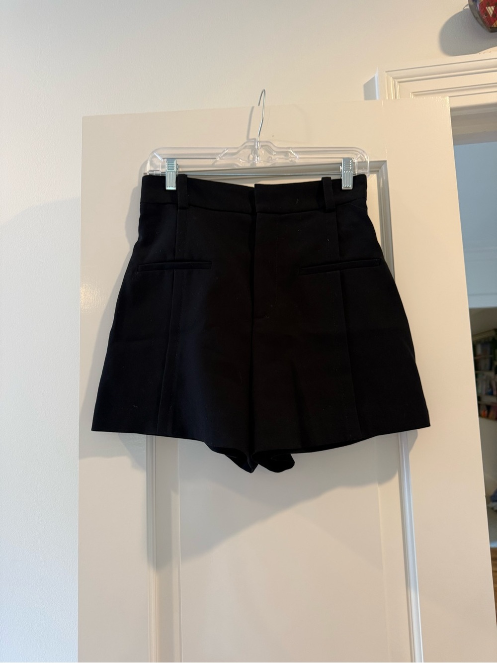 Zara Black High-Waist Tailored Shorts